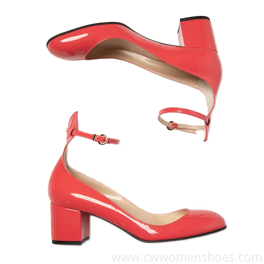 Womens Ankle Strap MID Heel Babydoll Mary Jane Shoes Heeled Pumps Block Heels